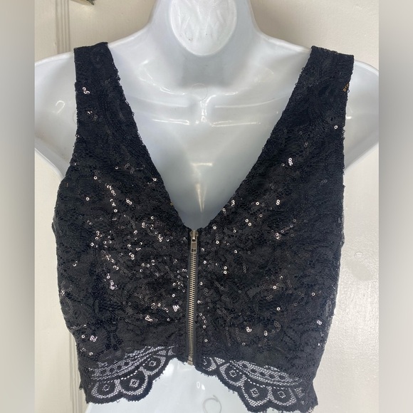 Jodi Kristopher Black Lace Sequin Women's Top - Picture 3 of 6